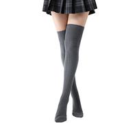 Kefiyis Thigh High Socks Women's Knee High Socks Over the Knee Cotton Socks Long Knitted Warmer Stockings , dark gray, One Size