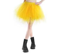 Kefiyis Tutu Skirts for Women Adult Tutu Tulle Skirt Ballet Halloween Christmas Fancy Dress Cosplay Petticoat Party Dance Costume Yellow