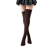 Kefiyis Women's Knee High Socks Over The Knee Cotton Socks Long Knitted Warmer Stockings (Brown), One Size
