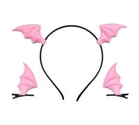Kefley Cute Pink Bat Headband Hair Clips Halloween Hair Accessories for Women Girls Bat Wing Halloween Costumes Hairpins Headbands Ear Hairbands Barrettes Vampire Cosplay Party Supplies