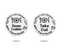 Kefley Funny Food Dinner Decision Maker Flip Coin Double Sided Take Out Home Cooking Decision Coin for Foodies Officer Couples Friends Boyfriend Husband Gifts for Birthday Valentines Day Christmas