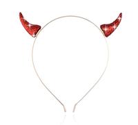 Kefley Halloween Devil Horns Headband Red Halloween Ears Headbands Shining Devil Cosplay Costumes Accessories for Women Men Metal Horns Hairband Headwear Headpiece Dress up for Adults Girls
