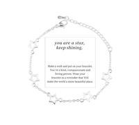 Kefley Inspirational Silver Star Bracelet with Card Elegant Star Stackable Bracekets for Women Friendship Couple, S, no gemstone