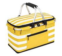 KEFOMOL Insulated Picnic Basket,Leak-Proof Collapsible Cooler Bag,26L Grocery Basket with Lid,2 Sturdy Handles,Storage Basket for Picnic,Food Delivery,Take Outs,Market Shopping,Travel (Yellow)
