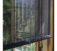 kefu01 Breathable Anti-UV Bamboo Roll Up Window,Light Filtering Roll Up Blinds,Black Bamboo Roller Blinds,Privacy Blackout Curtain,Bamboo Roller Shades,for Outdoor/Garden/Patio (W85xH120cm/W34 xH47)