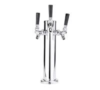 Keg Beer Tower, Triple Tap Draft Dispenser with Rubber Base Gaskets and Self-Closing Faucet Shanks for Parties, Bars, Pubs, and Restaurants