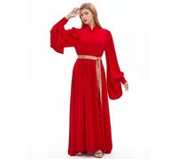 kegemor Adult Women's Red Medieval Princess Bride Plus Size Buttercup Costume Long Sleeve Dress, Red, XL