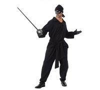 kegemor Princess Bride 6PCS Costume for Men Black Pirate Knight Outfit with Belt & Sash Medieval Renaissance Halloween Cosplay Set