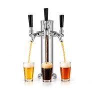 Kegerator Tower 3 Tap Beer Tower with O.D 1/4" Keg Coupler Barbs | Polished Stainless, Stainless Core Beer Taps, 3" Flange, Pre-Assembled Tubing, Beer Tap Tower Kit for Kegerator Countertop