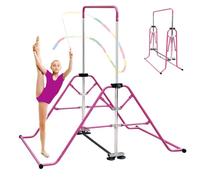 Kegoupdys Folding Gymnastics Bar for Kids, Horizontal Bar, Home Gym Equipment for Children, Supports 150 lbs (68 kg) Adjustable Height 45''-61'' for Ages 3-12.