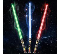 KEGOZ 3 Packs 3 Colors Light Sabers with FX Sound for Kids, Expandable Handle Light up Sword for Halloween Xmas Boys Children's Day Dress Up Parties Costum Galaxy War Fighters and Warriors (Gold)