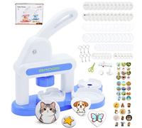 KEGOZ Button Maker Machine, 55mm & 35mm Badge Machine with 36 Pcs Button Parts, Stickers, Circle Cutter, Badge Making Kit for Enthusiast, DIY Round/Heart Pin Badge Maker for School Projects & Party