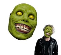 KEGOZ Halloween Exorcist Smile Mask, Realistic Scary Masks for Adults, Creepy Horror Latex Full Head Scary Skull Mask for Cosplay Props, Costume Party (Green)
