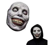 KEGOZ Halloween Exorcist Smile Mask, Realistic Scary Masks for Adults, Creepy Horror Latex Full Head Scary Skull Mask for Cosplay Props, Costume Party