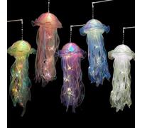 KEGOZ Jellyfish Light, 5Pcs Hanging Jelly Fish Lamp, Jellyfish Decor for Kids Bedrooms Living Room, Creative Glowing Jellyfish Night Light for Mermaid Theme & Under The Sea Party Decorations(5 Colors)