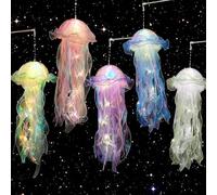 KEGOZ Sensory Jellyfish Light, 5Pcs Hanging Jelly Fish Lamp, Jellyfish Decor for Bedrooms Living Room, Creative Glowing Jellyfish Night Light for Mermaid Theme & Under The Sea Party Decorations