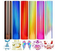 KEGUMINGX Holographic Plotter Film Textile Flex Film Plotter Textile Iron on Film 6 Colours 30.5 x 25 cm Transfer Film Plotter Flex Film for Textiles Transfer Film for Iron-On DIY T-Shirt