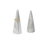 Keheng 2pcs 3.14″×1.18″ Modern Marble Ceramic Ring Holder Set - Single Cone Tower Shape Decorative Ring Display Stand for Nightstand, Kitchen Sink, Bedroom | Men & Women Engagement RIng Organizer