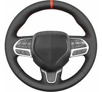 KEHEXIN Black Artificial Leather Hand Sewn Steering Wheel Cover Wrap,for Chrysler 300 Pacifica 2018-2023