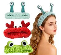 KEHKFSEF 3pcs Spa Headband Cute Hair Band for Washing Face Women Microfiber Makeup Headbands with Snails Frog Crab Designs Coral Fleece Face Wash Facial Head Wraps Hair Lace for Cosmetic Shower