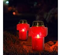 Keho Keho Kehongdun LED Grave Candle Light, 2pcs Flameless Grave Lights Cemetery Cross Jesus Electronic Grave Candles Lights Church Decorations for Outdoor Grave,Church Decorations