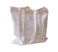 Kehpish Cotton Canvas Tote Bag Reusable Soft Grocery Cloth Bag Floral Shoulder Bag for School Beach Travel Shopping, Floral-a Type