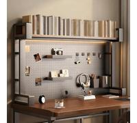 KEhtu Desktop Shelf With Back Pegboard, 2/3 Tier Desktop Bookshelf Organizer Display Rack With Anti-slip Feet, Countertop Desk Hutch For Computer Desk, For Office Home 83 * 95cm/32.7 * 37.4in
