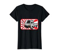 Kei Mini Truck Japanese Classic with Red Rays JDM Cab Value Graphic T-Shirt, Women, Black, M