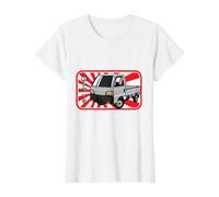 Kei Mini Truck Japanese Classic with Red Rays JDM Cab Value Graphic T-Shirt, Women, White, S