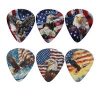 KEIAHUAN American Flag Bald Eagle Guitar Picks Set of 6 Classic Triangle Plectrums for Bass Acoustic & Electric Guitars