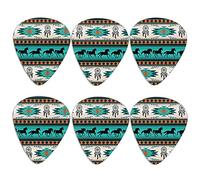 KEIAHUAN Aztec Horse Guitar Picks for Bass, Acoustic Guitars Electric Guitar, Guitar Accessories Pick Set of 6