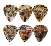 KEIAHUAN Aztec Tribal Yak 6 Pack Guitar Picks Plectrums Classical Triangle 0.96mm Heavy Guitar Pick Guitar Accessories for Women Mens Beginner Guitar Palyers,Multi