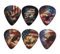 KEIAHUAN Bald Eagle American Flag Guitar Picks Bulk Celluloid Picks Plectrums for Electric Acoustic Guitar (0.96mm)