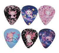 KEIAHUAN Cartoon Axolotl Guitar Picks Classical Triangle 0.96mm Heavy Guitar Plectrums for Bass, Acoustic Guitars Electric Guitar Pick Guitar Thumb Finger Picks Pack of 6