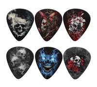 KEIAHUAN Cool Skull Guitar Picks 6-pack 0.96mm Heart Shape Guitar Guitar Plectrums for Acoustic Ukulele Electric Guitar