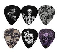 KEIAHUAN Cool Skull Guitar Picks - Classical Triangle Plectrums for Bass, Acoustic & Electric Guitars - Heavy Picks for Guitar Players - 6 Piece Set