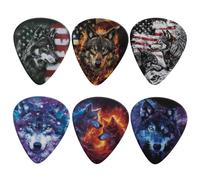 KEIAHUAN Cool Wolf Guitar Picks Thin Medium Heavy Guitar Plectrums 0.96mm Guitar Accessories Kitfor Men Boys 6-pack