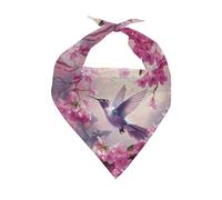 KEIAHUAN Dog Bandanas Washable Reversible Soft Triangle Bibs Dog Bandana Cat Dog Kerchief Adjustable Square Dog Handkerchief Pet Costume Supply Flower Hummingbird, Small