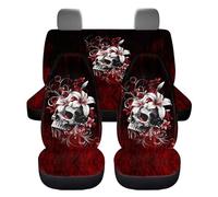 KEIAHUAN Gothic Skull Halloween Car Seat Covers Full Set Vehicle Front and Back Cushion Cover Fit for Most Cars SUV and Most Sedans 4 Piece