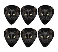 KEIAHUAN Guitar Picks for Women Men Gift for Acoustic Guitar, Bass and Electric Guitar Black Cat Pattern 0.96mm,6 pack