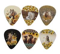 KEIAHUAN Guitar Picks Plectrums for Guitar Bass Ukulele 0.96mm, Sunflower Horse Pattern Unique Guitar Gift For Bass, Electric & Acoustic Guitars