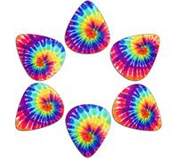 KEIAHUAN Guitar Picks Rainbow Tie Dye Print for Bass Electric Acoustic Guitars Classical Triangle 6 pack 0.96mm
