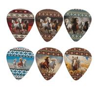 KEIAHUAN Guitar Plectrums Guitar Picks Thin Medium Heavy Guitar Plectrums Classical Triangle 0.96mm for Electric Guitar Picks Bass Picks Ukulele Picks for Guitar Players Aztec Horse Print