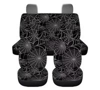 KEIAHUAN Halloween Spider Web Front and Back Car Seat Covers Front Saddle Blanket Rear Split Bench Protection Cover Fit Most Vehicle Truck,SUV (Black)
