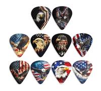KEIAHUAN Patriotic Eagle Print 10 Pack Guitar Picks Premium Celluloid Medium Variety Pack for Acoustic/Electric Guitar, Bass, Ukulele, 0.96mm for Beginners, Casual Players, Musicians