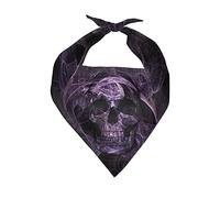 KEIAHUAN Purple Skull Dog Bandanas Triangle Scarves Kerchiefs for Medium Large Small Girl Boy Puppies, Adjustable & Washable Pet Scarf Fall Handkerchiefs Bibs