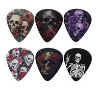 KEIAHUAN Rose Skull 6 Pack Guitar Picks Set Guitar Plectrums Medium Thickness Electric Guitar Instrument Accessories