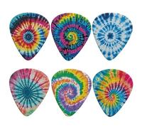 KEIAHUAN Swirl Tie Dye Classic Celluloid Guitar Picks for Acoustic, Electric or Bass Guitars Triangle 0.96mm Heavy Guitar Plectrums for Women Mens Set of 6 Piece Guitar Pick