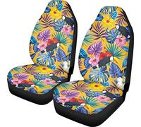 KEIAHUAN Universal Car Seat Covers for Front,Tropical Palm Leaves with Parrot Pattern Auto Seat Protector Cushion for Womens