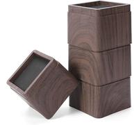 KEIBIKEIDI 3 Inch Stackable Bed Risers Heavy Duty Furniture Risers ， Lifts Up to 2200 LBs Couch Sofa Desk Table Chair Risers (Stackable Walnut Wood Grain), Set of 4